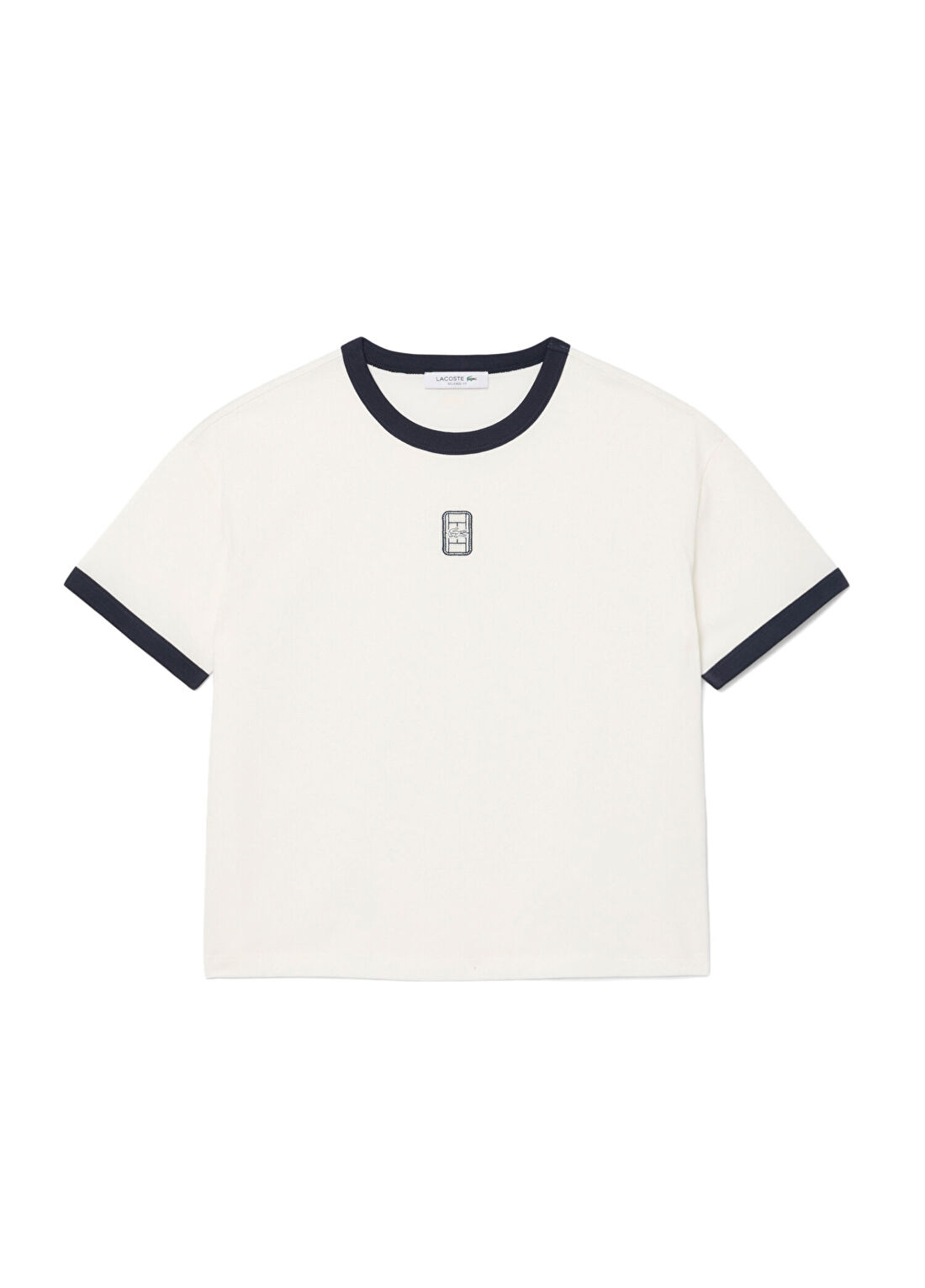 Lacoste Beyaz Bisiklet Yaka Relaxed Fit Kısa Kollu Kadın T-Shirt görsel 4