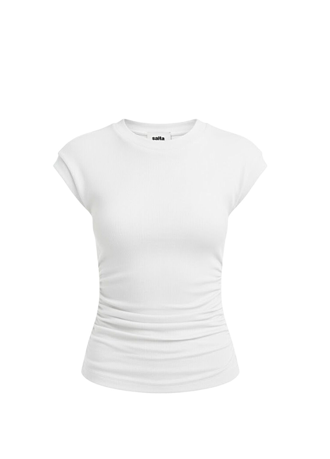 Salta Sculpt Beyaz Viskon Slim Fit Kısa Kollu Kadın T-shirt
