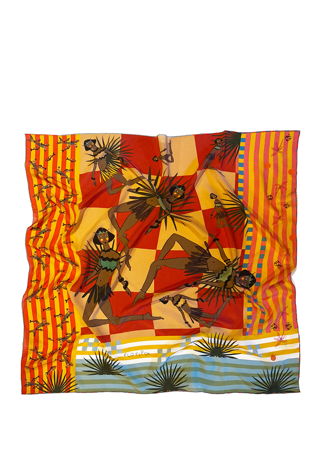 Floripa Artworks Kenya Baskılı İpek Kadın Şal