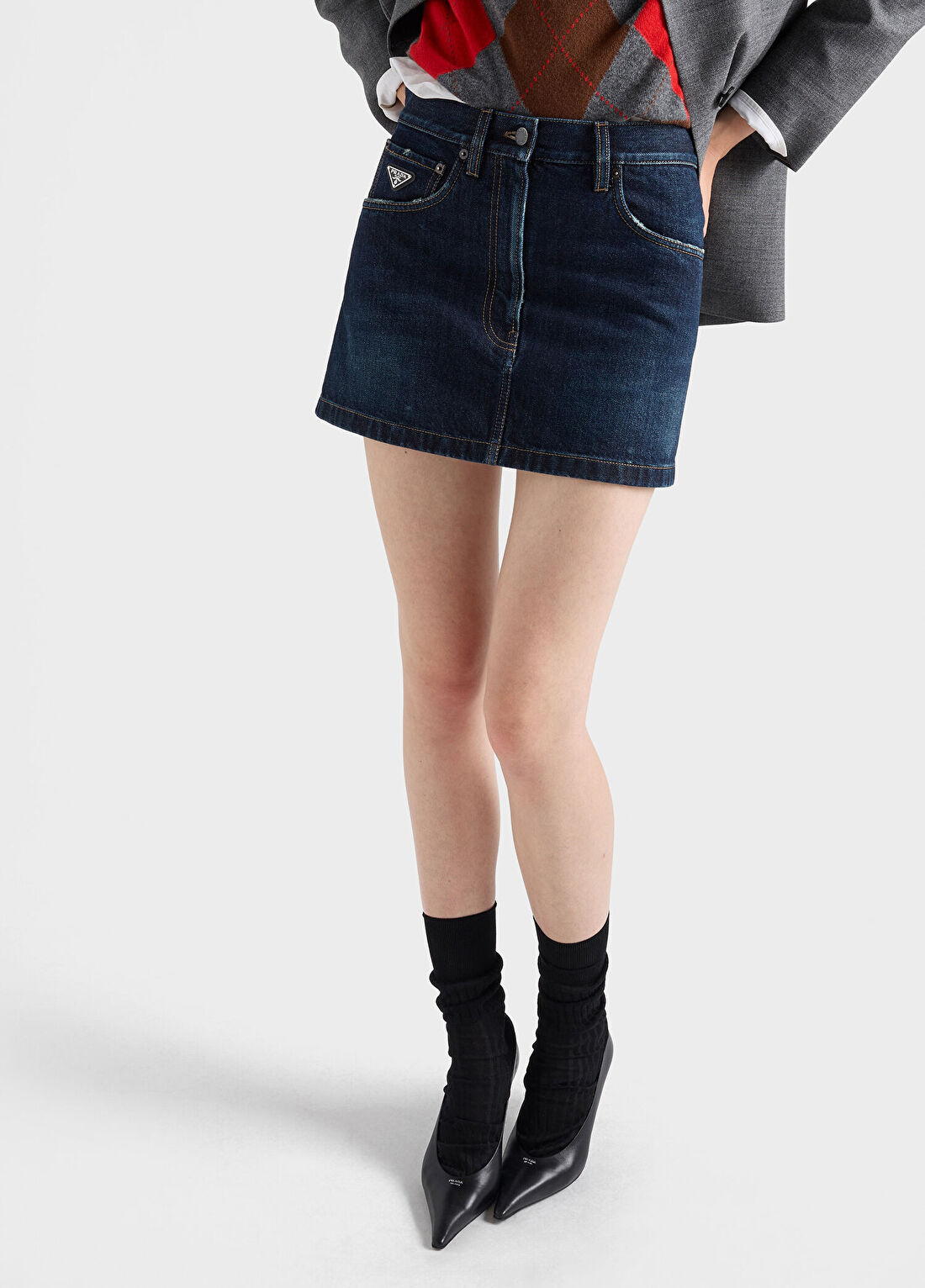 Prada Mavi Denim Kadın Mini Etek görsel 4