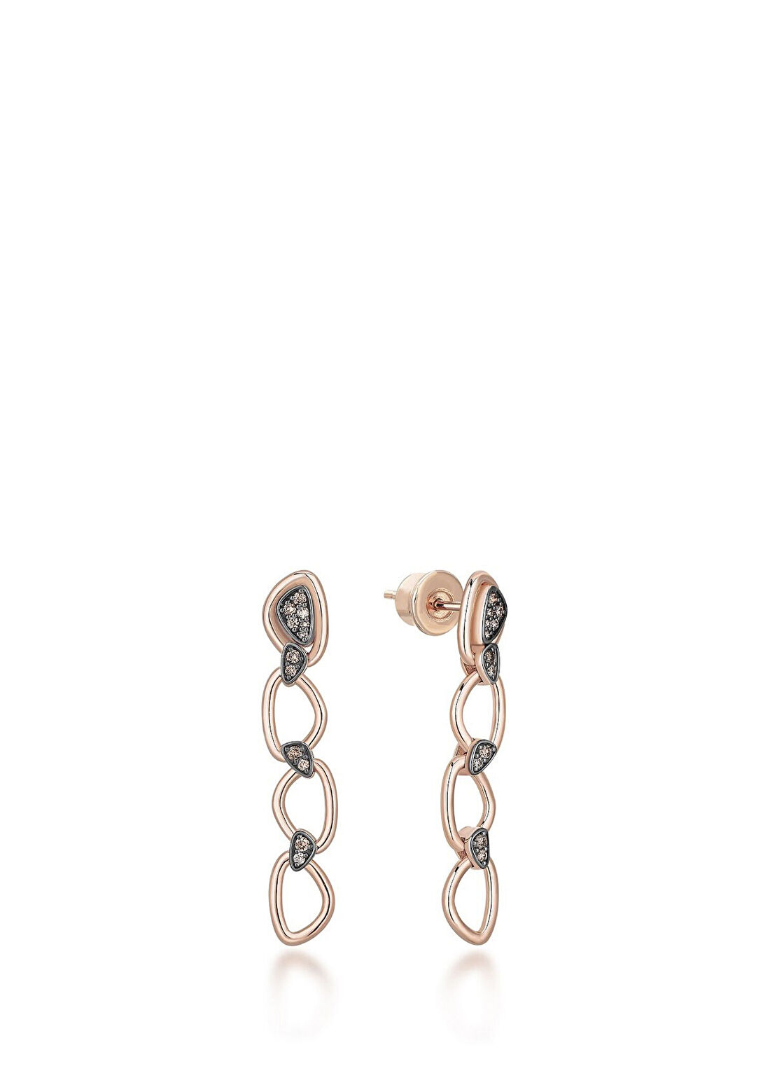 Reis Kuyumculuk Shaky Connection Pırlanta Taşlı 14 Ayar Rose Gold Kadın Küpe