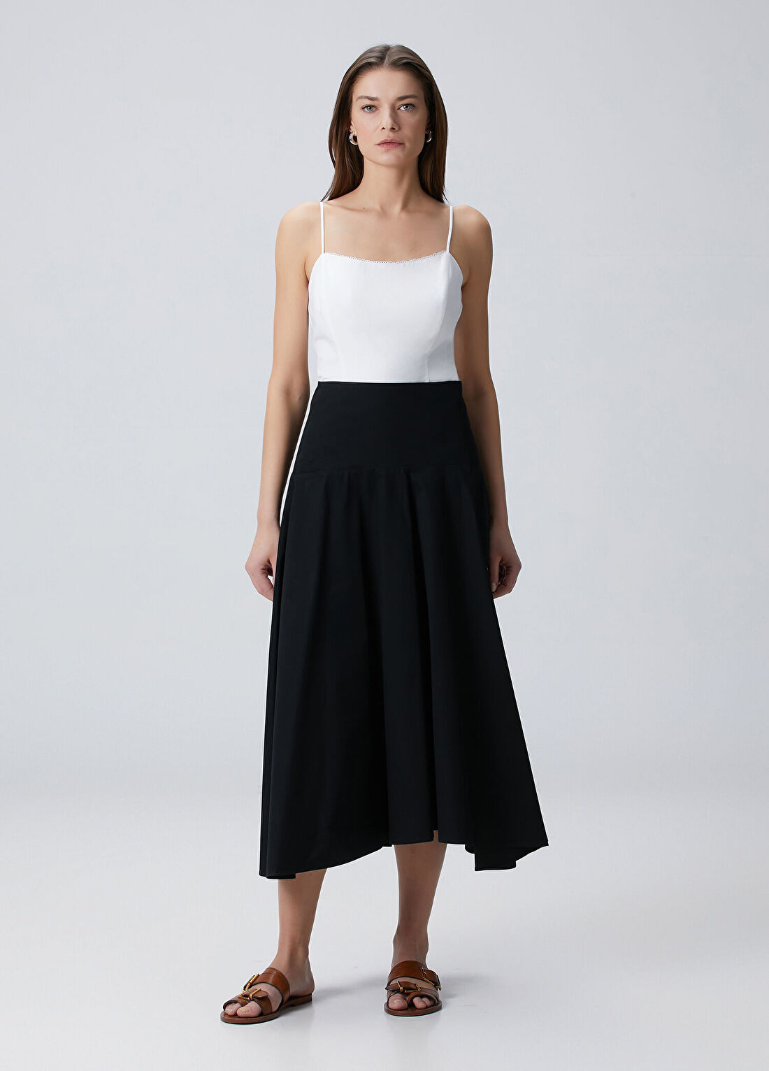 Beymen Collection Siyah Beli Korsajlı Midi Etek