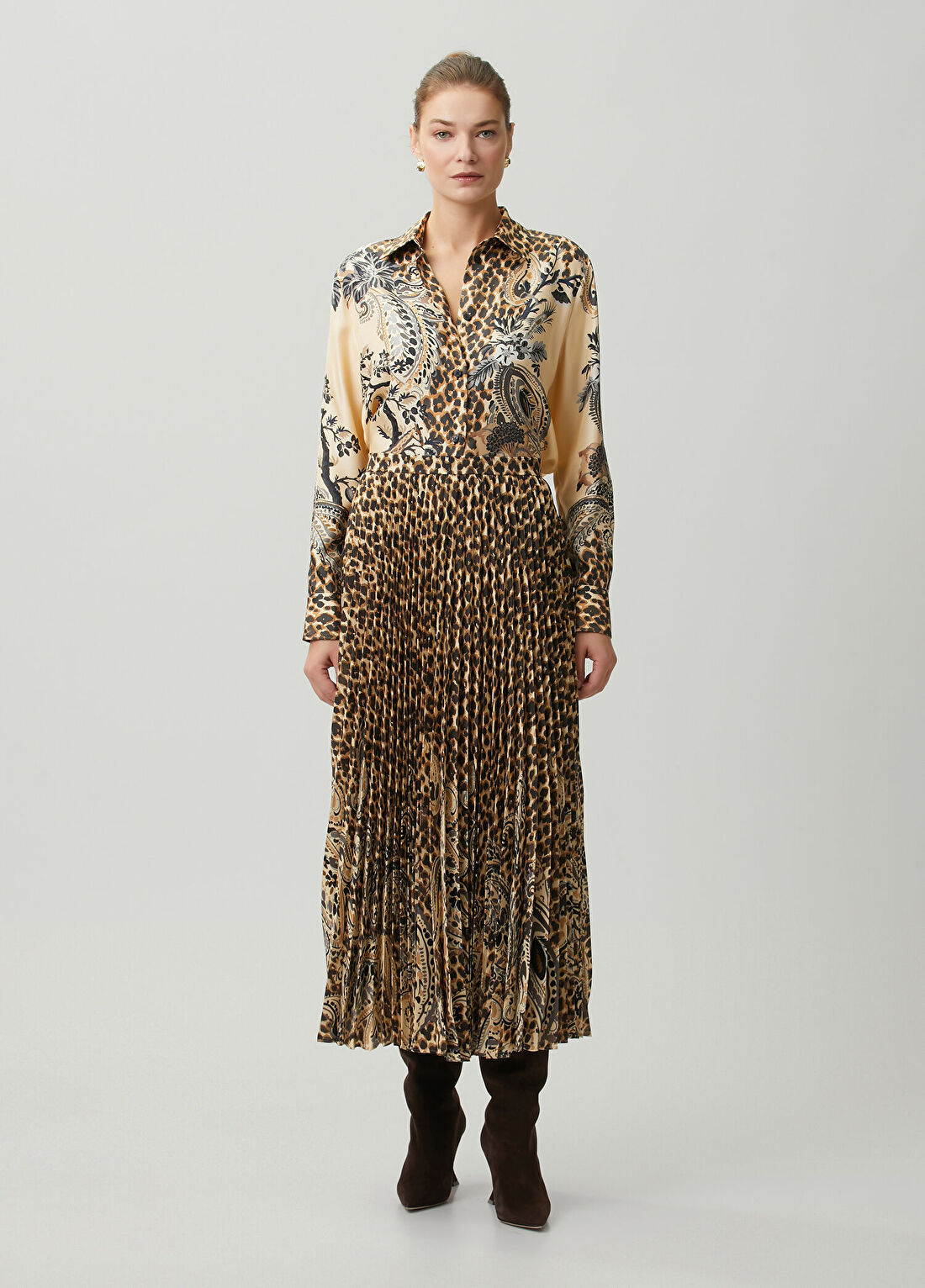 Etro Leopar Desenli Pileli Maksi Etek