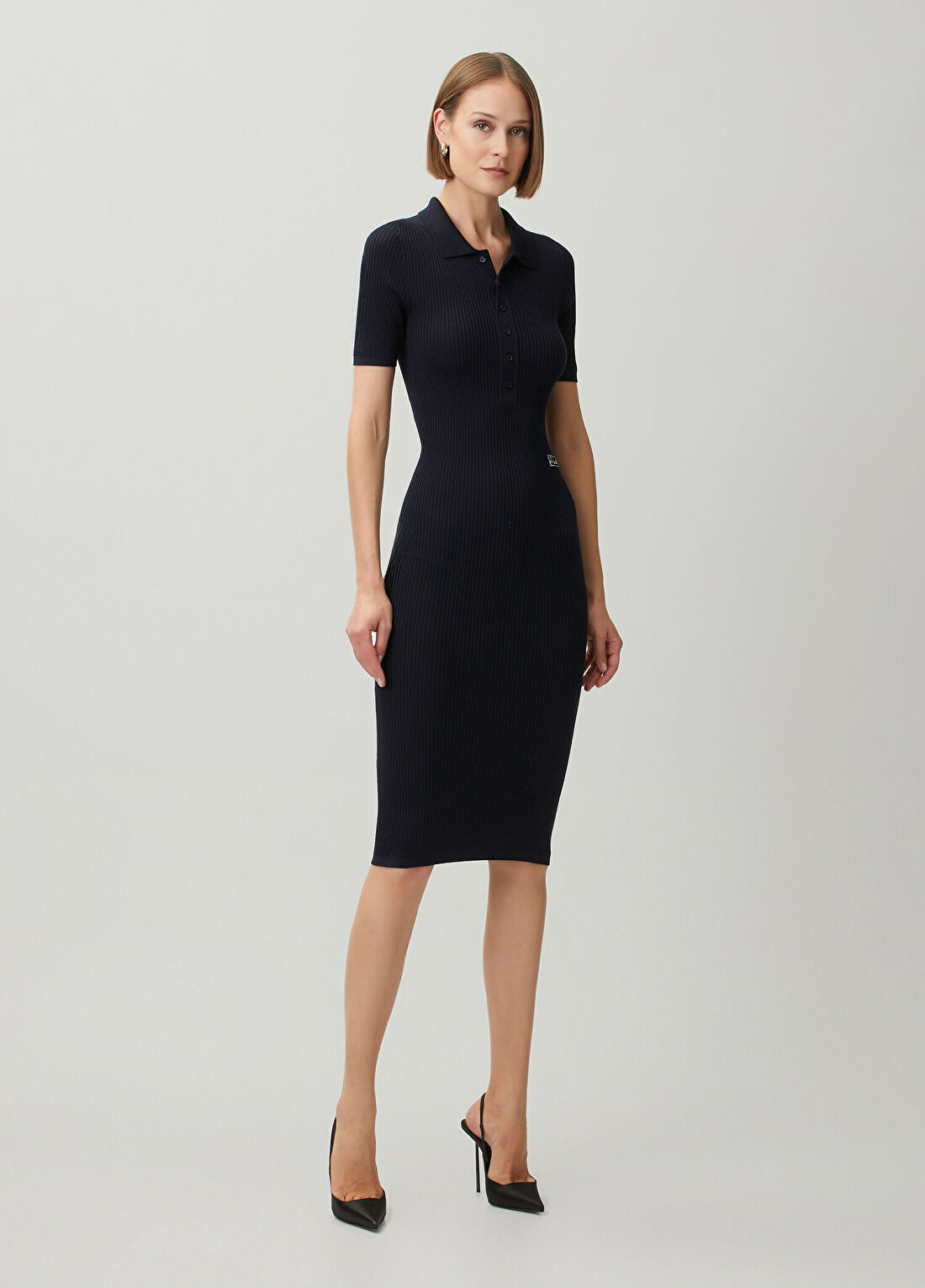 Dsquared2 Lacivert Midi Yün Polo Elbise görsel 2