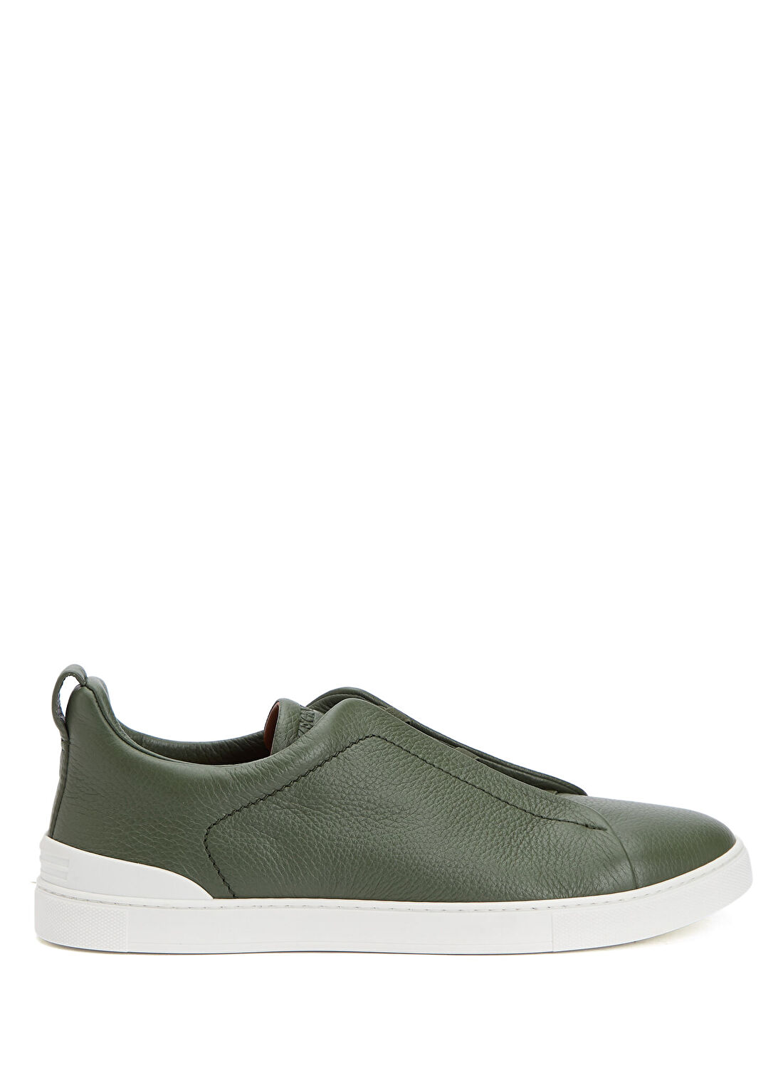 Zegna Triple Stitch Haki Erkek Deri Sneaker