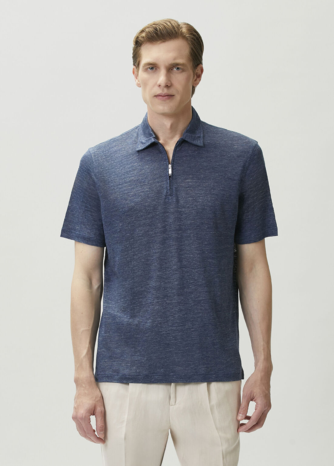 Fedeli Lacivert Keten Polo T-shirt