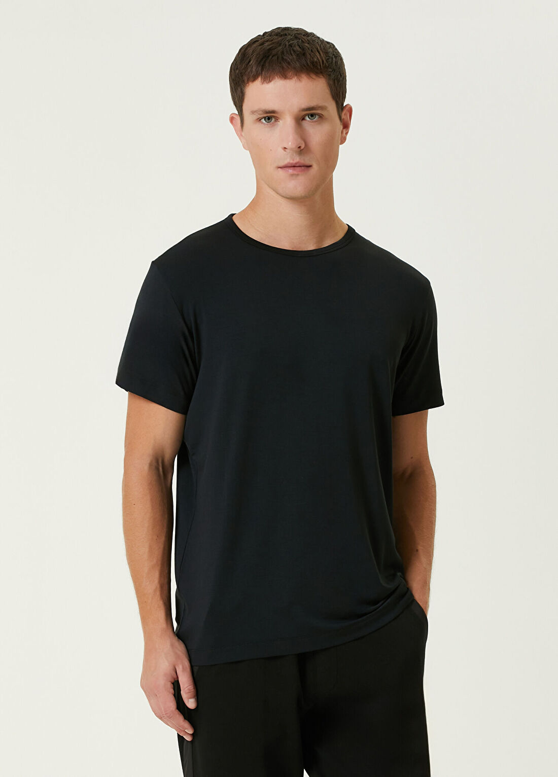 John Frank Siyah Modal T-shirt