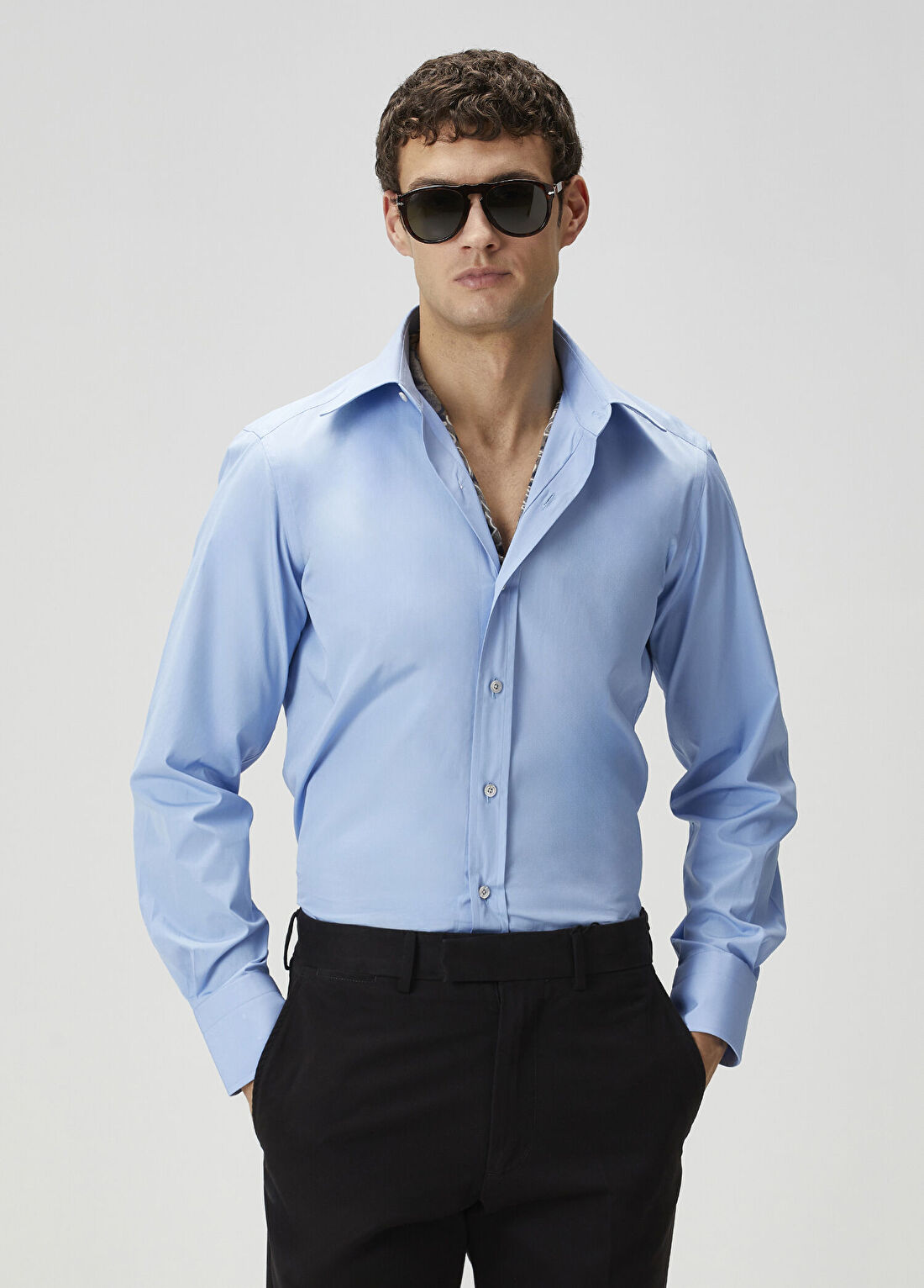 Tom Ford Slim Fit Mavi Poplin Gömlek