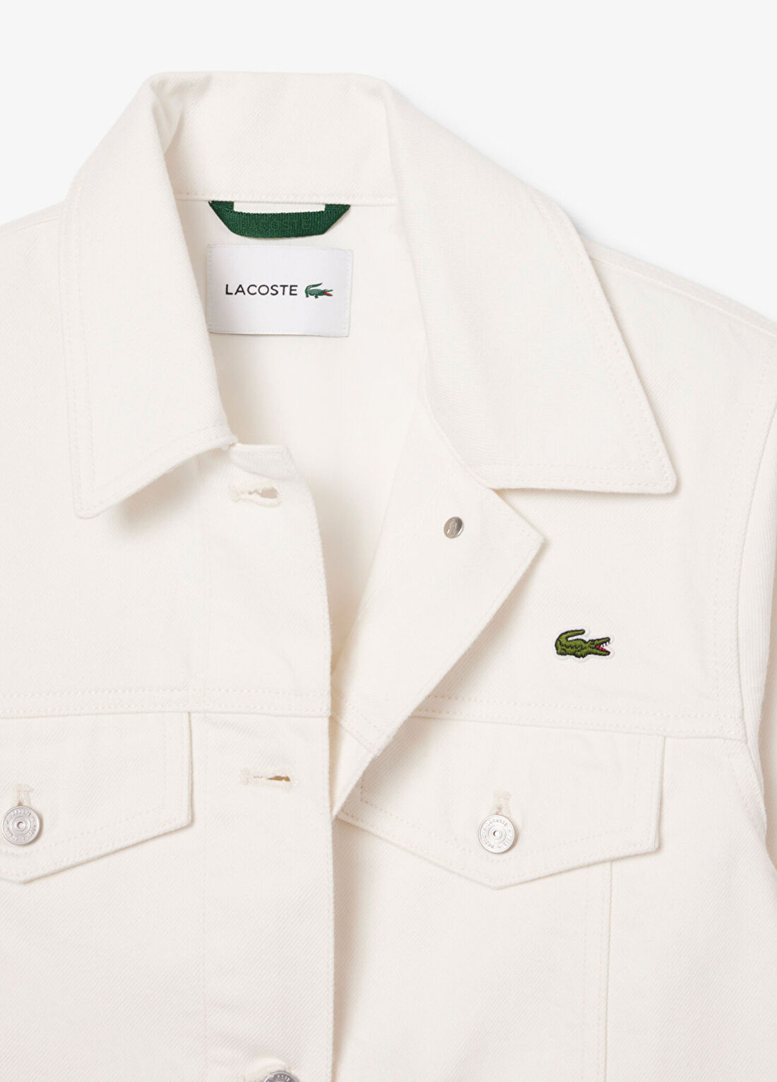 Lacoste Beyaz Pamuklu Fitted Kadın Denim Ceket görsel 2