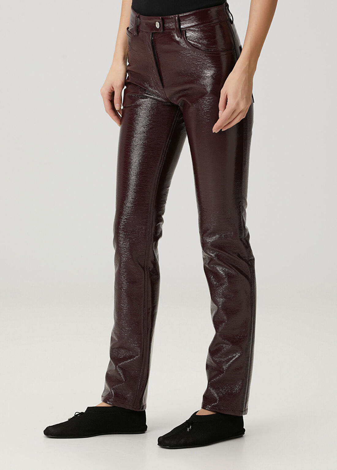 Courreges Reedition Bordo Vinil Pantolon görsel 3