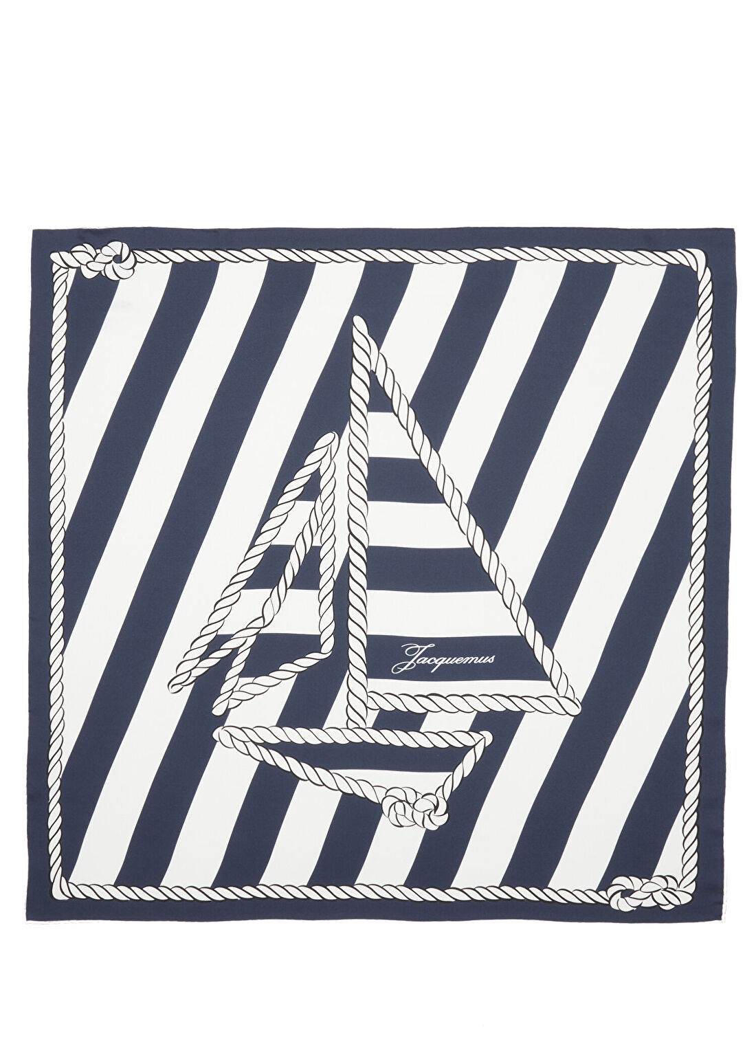 Jacquemus Le Foulard Bateau Corde Lacivert Beyaz İpek Fular