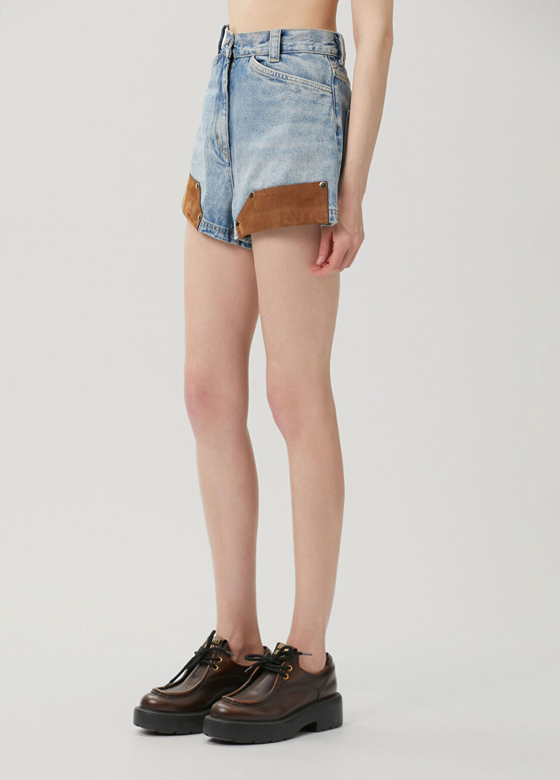 Sandro Canyon Mavi Süet Garnili Denim Şort görsel 2