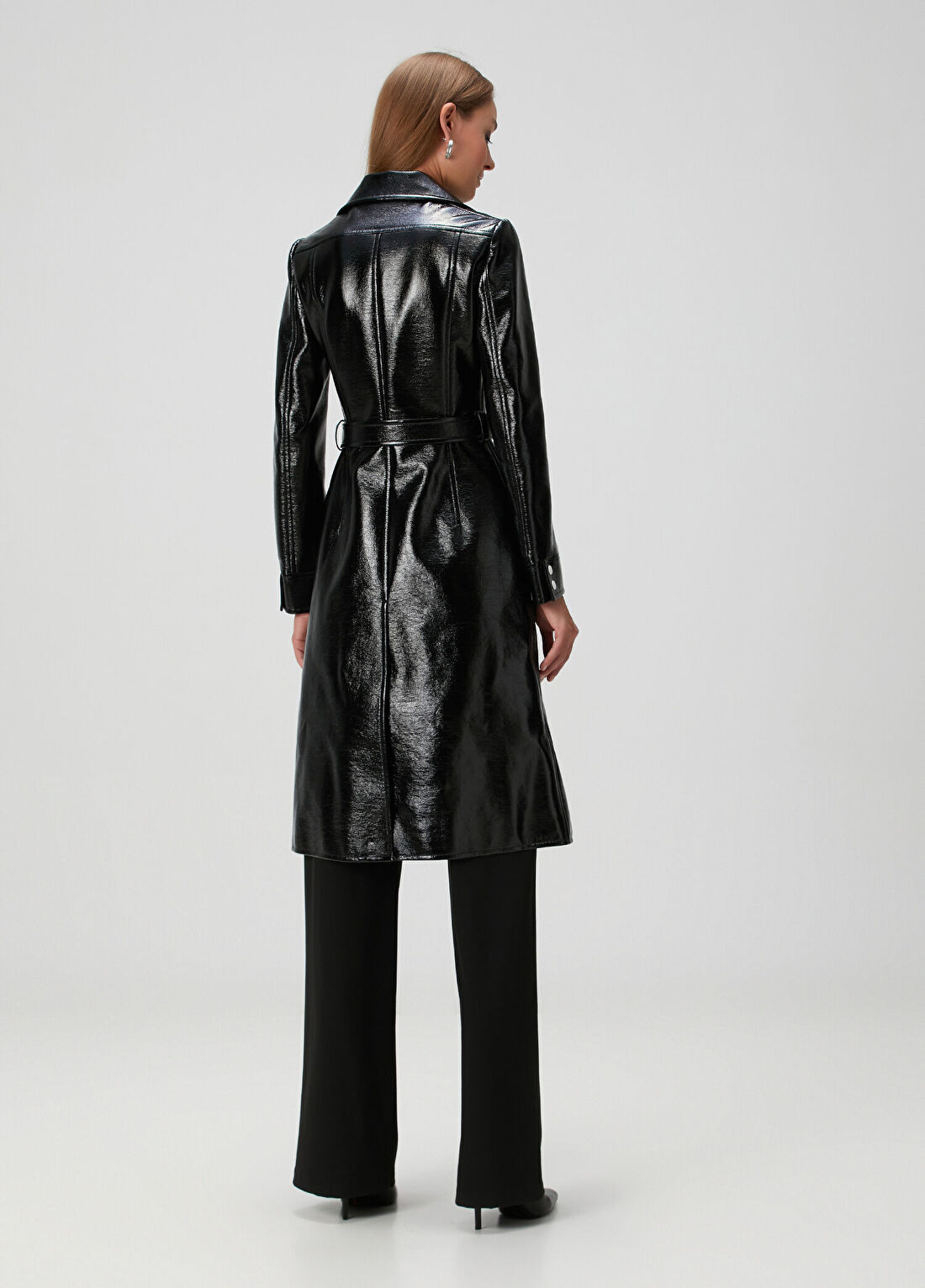 Courreges Siyah Vinil Palto görsel 4
