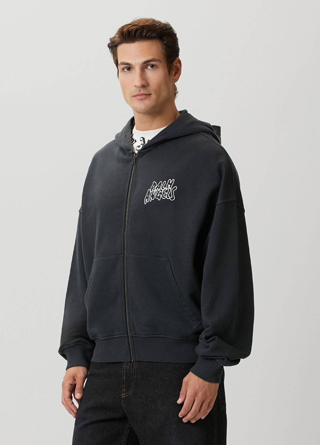 Palm Angels Koyu Gri Kapüşonlu Sweatshirt görsel 3