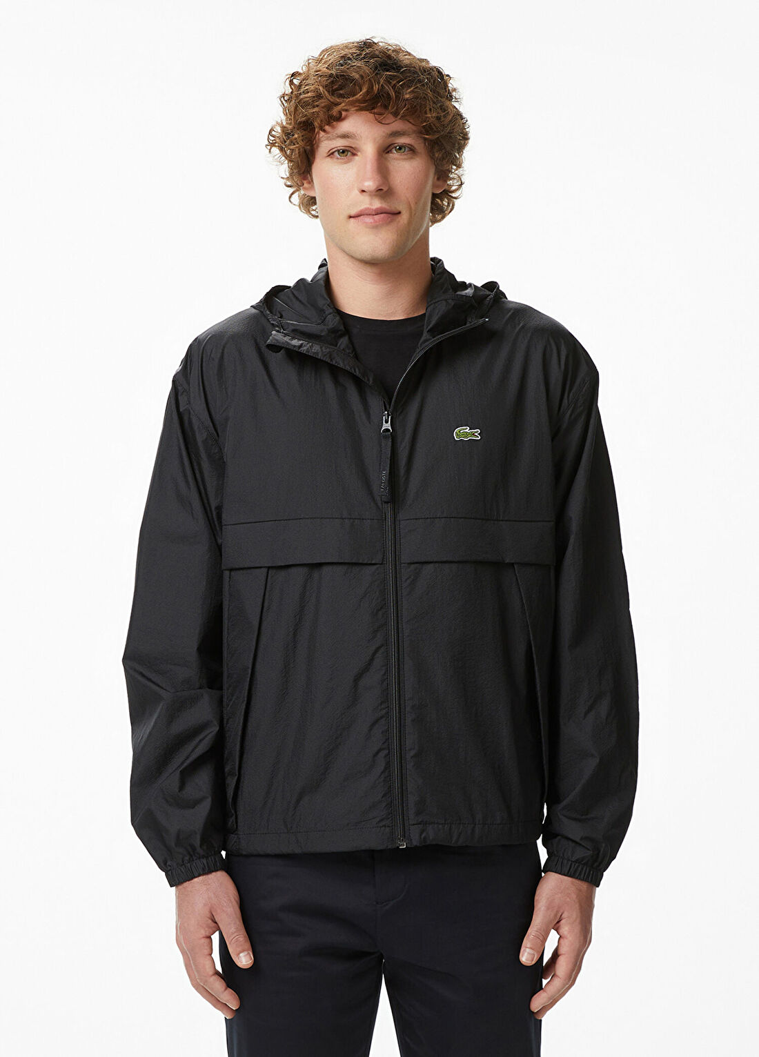 Lacoste Siyah Kapüşonlu Erkek Yağmurluk