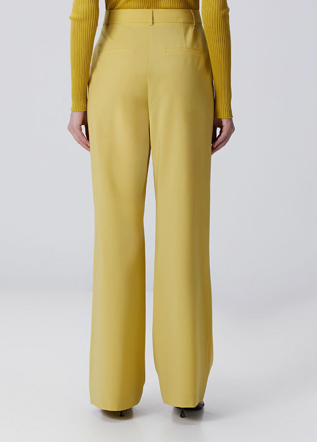 Beymen Collection Yağ Yeşili Wide Leg Yün Karışımlı Pantolon görsel 4