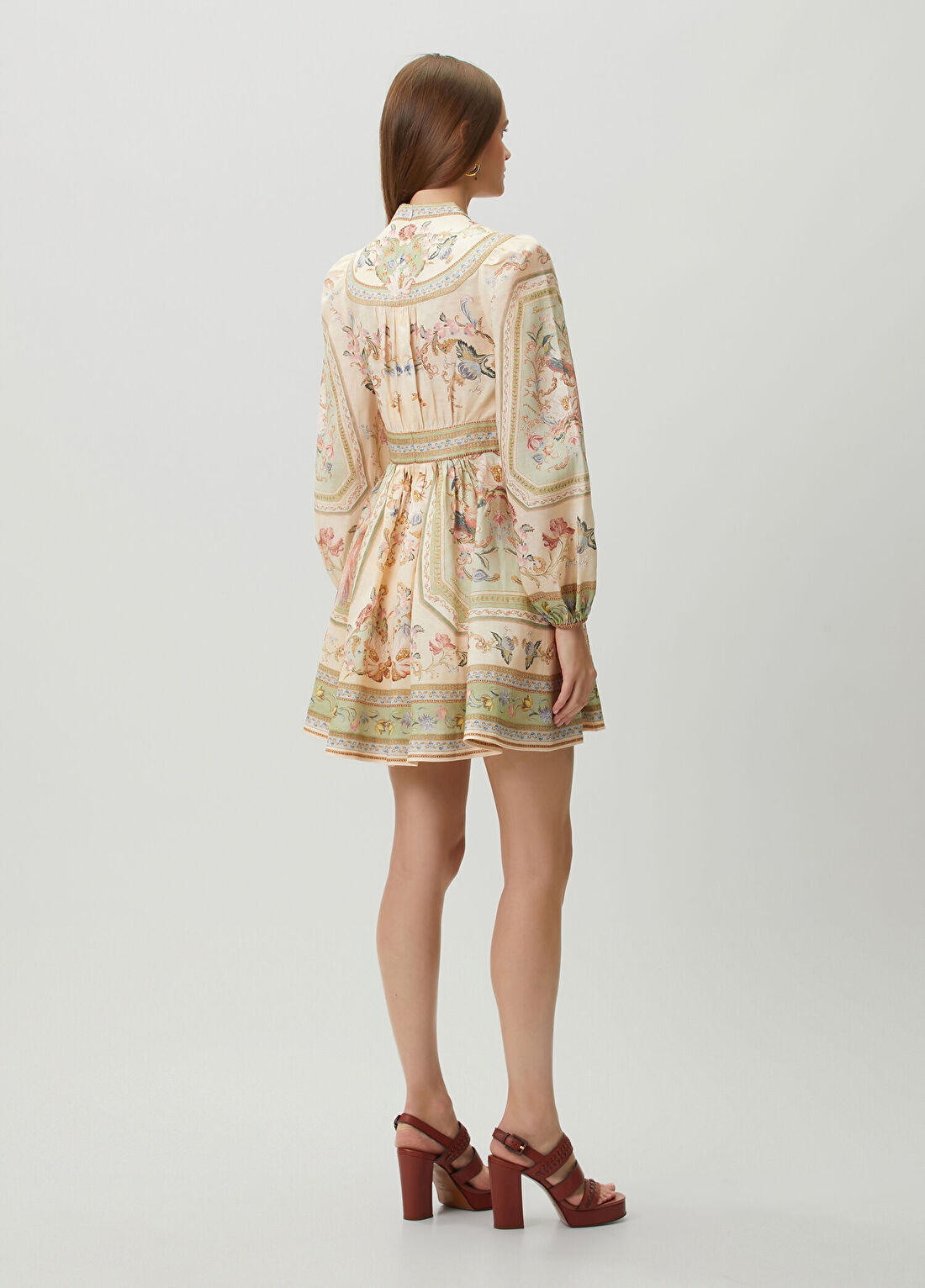 Zimmermann Roselight Çiçekli Mini Keten Elbise görsel 4