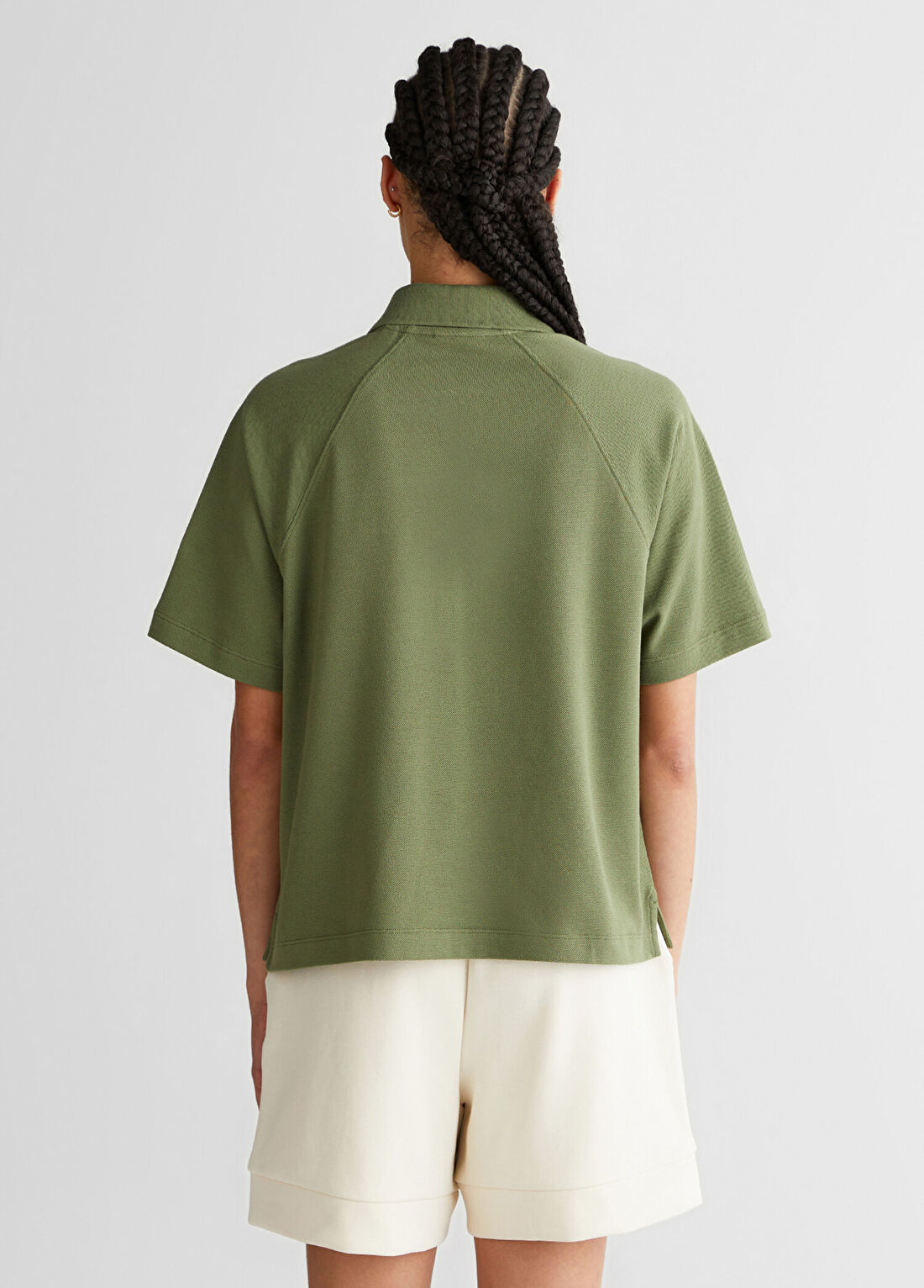 Gant Krem Regular Fit Polo Yaka Yarım Fermuarlı Kısa Kollu Kadın T-Shirt görsel 2