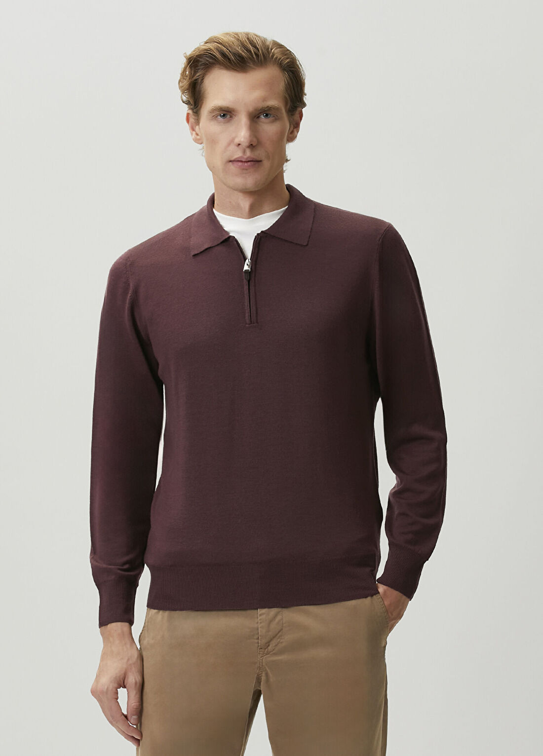 Canali Bordo Polo Yaka Yün Triko