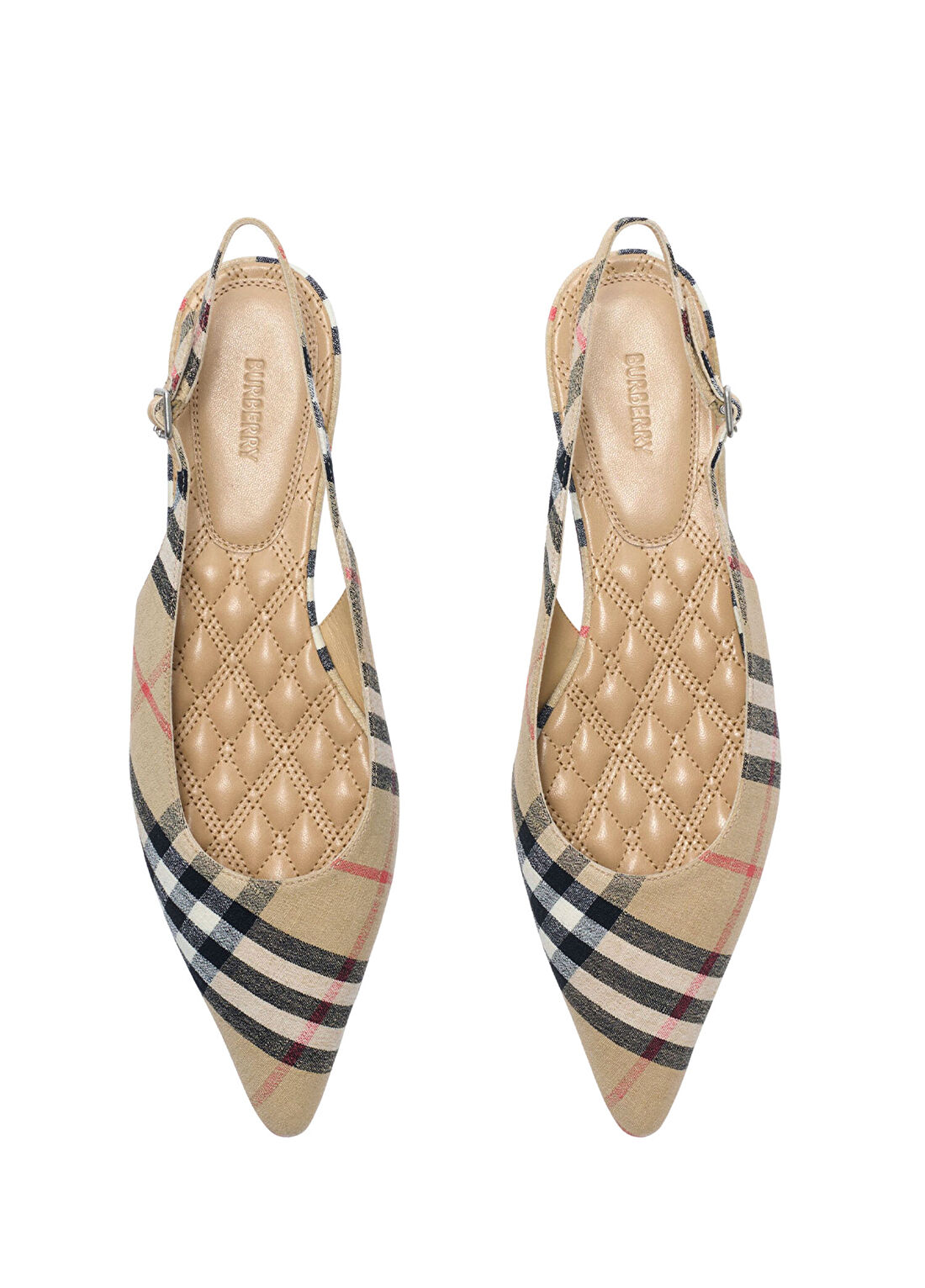 Burberry Check Dame Bej Keten Kadın Babet görsel 4
