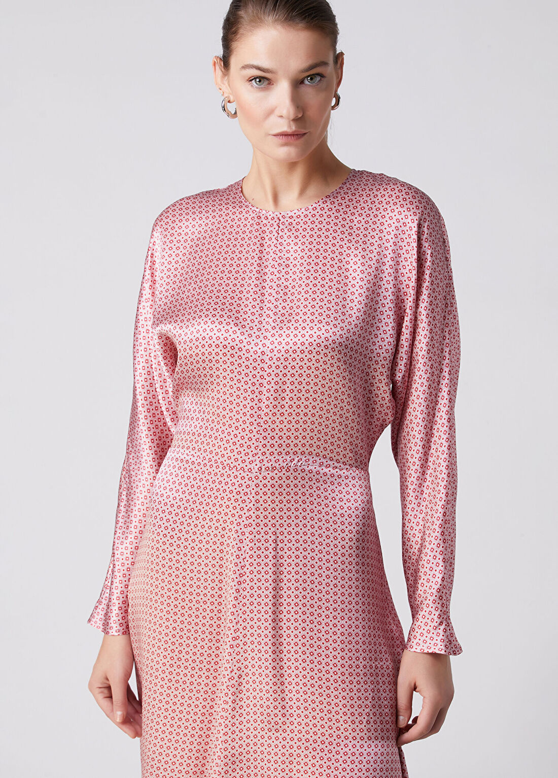Beymen Collection Pembe Desenli Midi İpek Elbise görsel 3