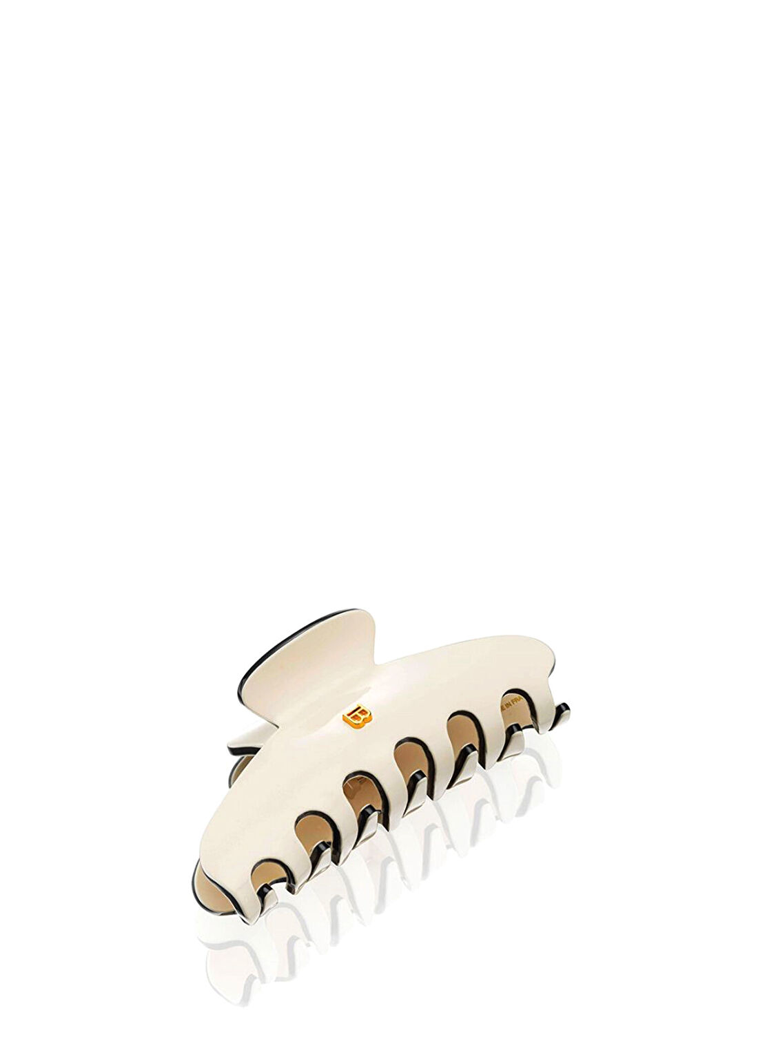 Balmain Cellulose Acetate Pince A Cheveux Büyük Boy Kırık Beyaz Kadın Toka