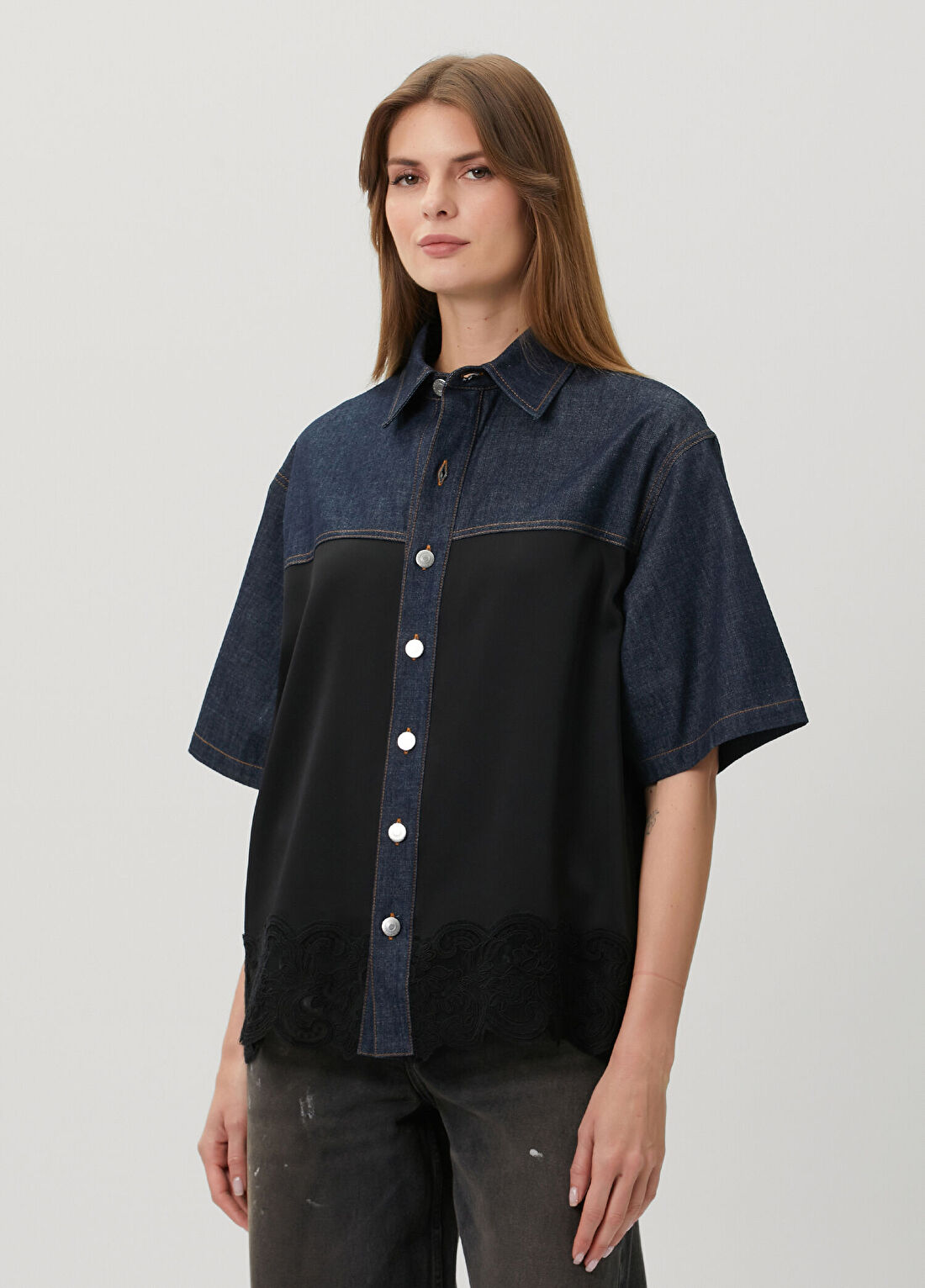Stella McCartney Lacivert Denim Gömlek