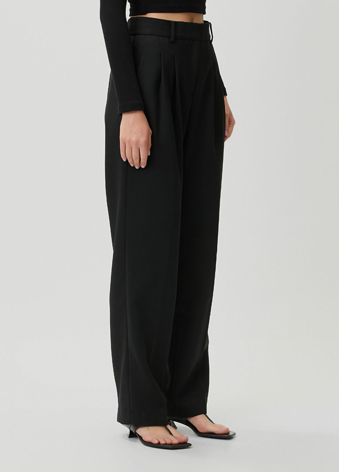 Michael Michael Kors Siyah Pileli Twill Pantolon görsel 3
