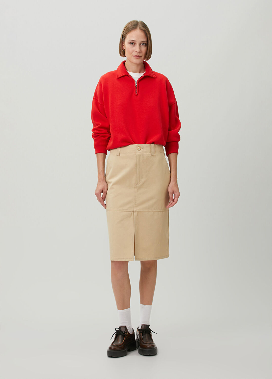 Kenzo Workwear Bej Midi Twill Etek