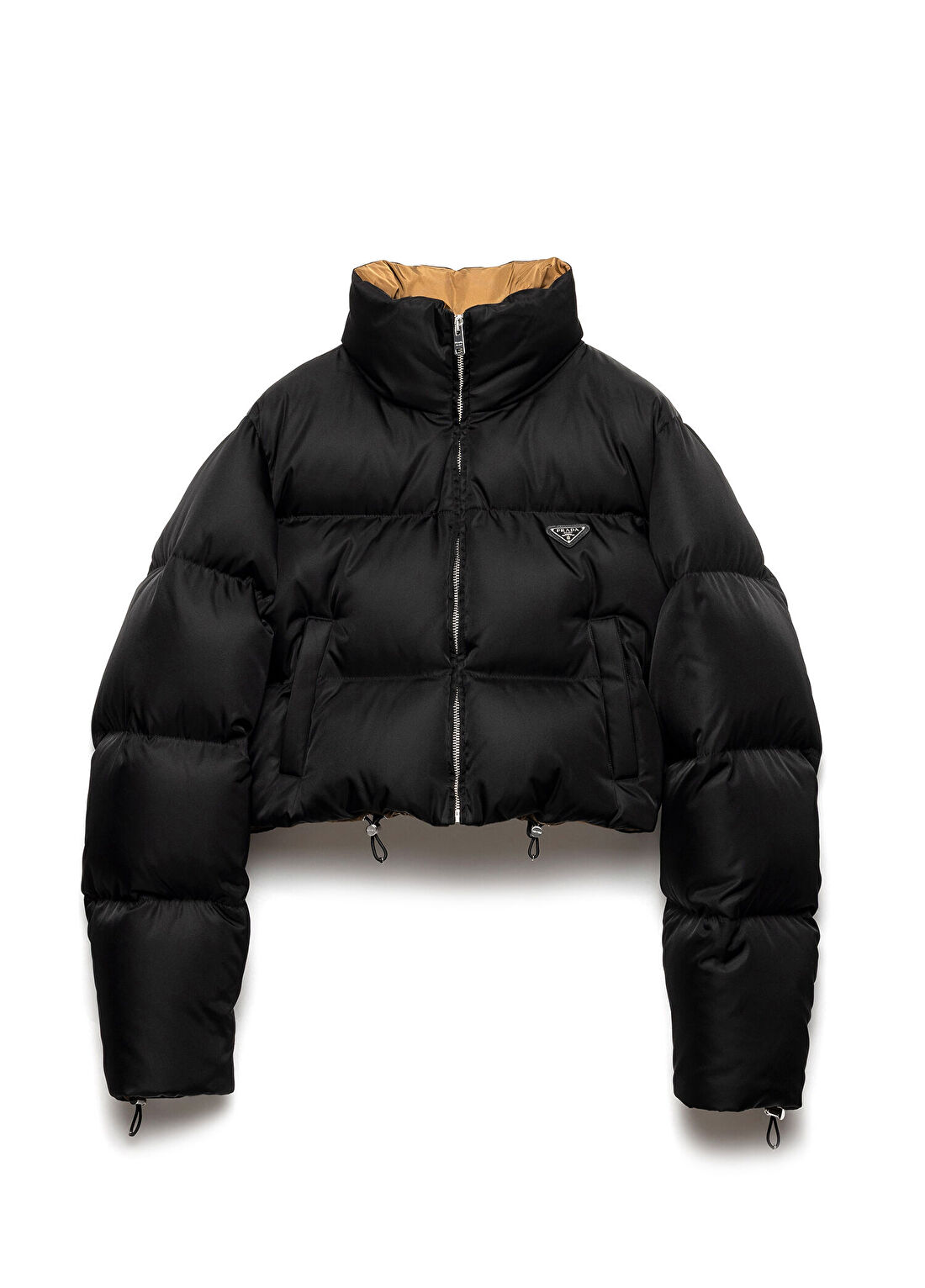 Prada Siyah Re-Nylon Kadın Kısa Şişme Mont