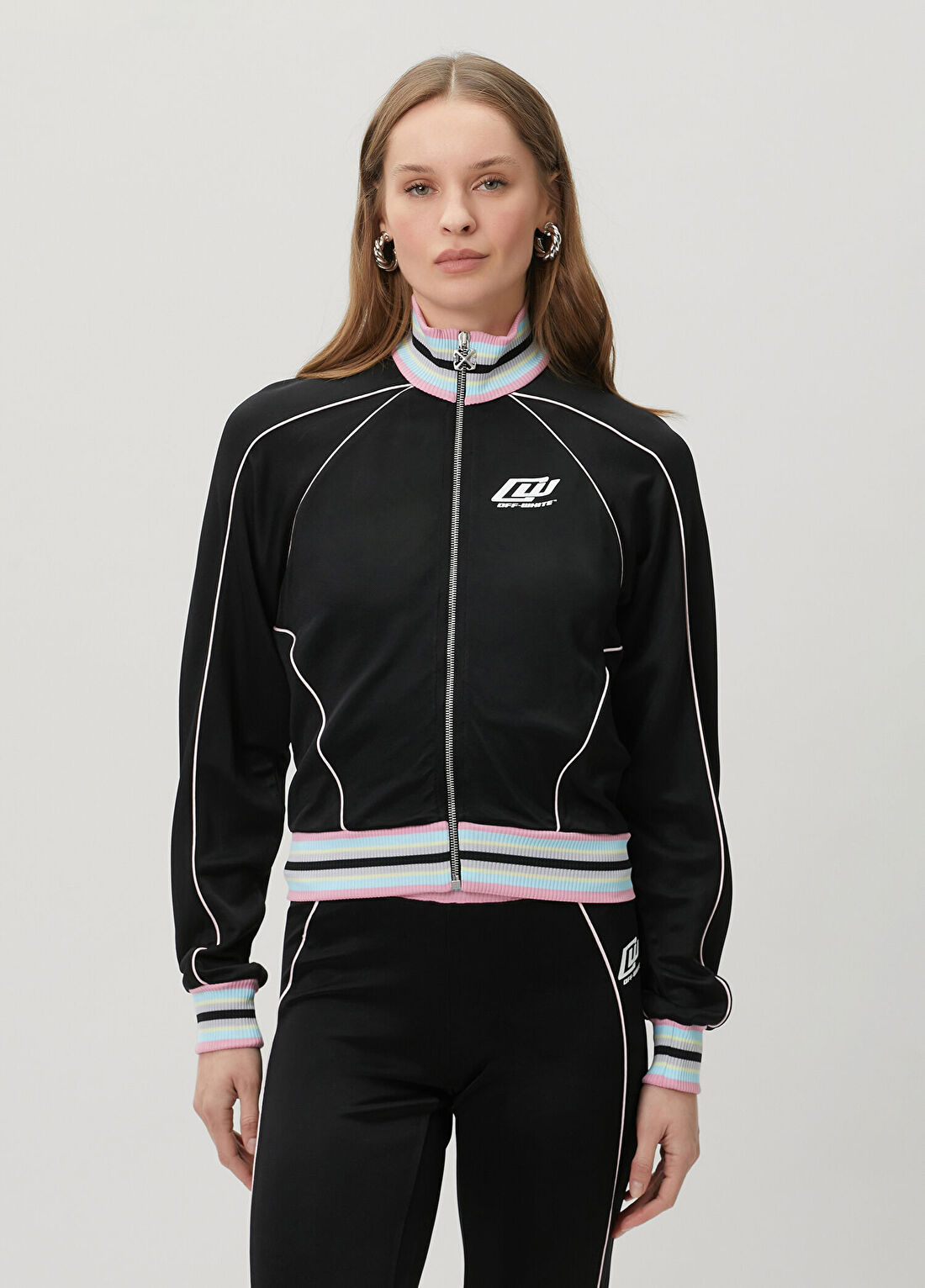 Off-White Siyah Fermuarlı Sweatshirt