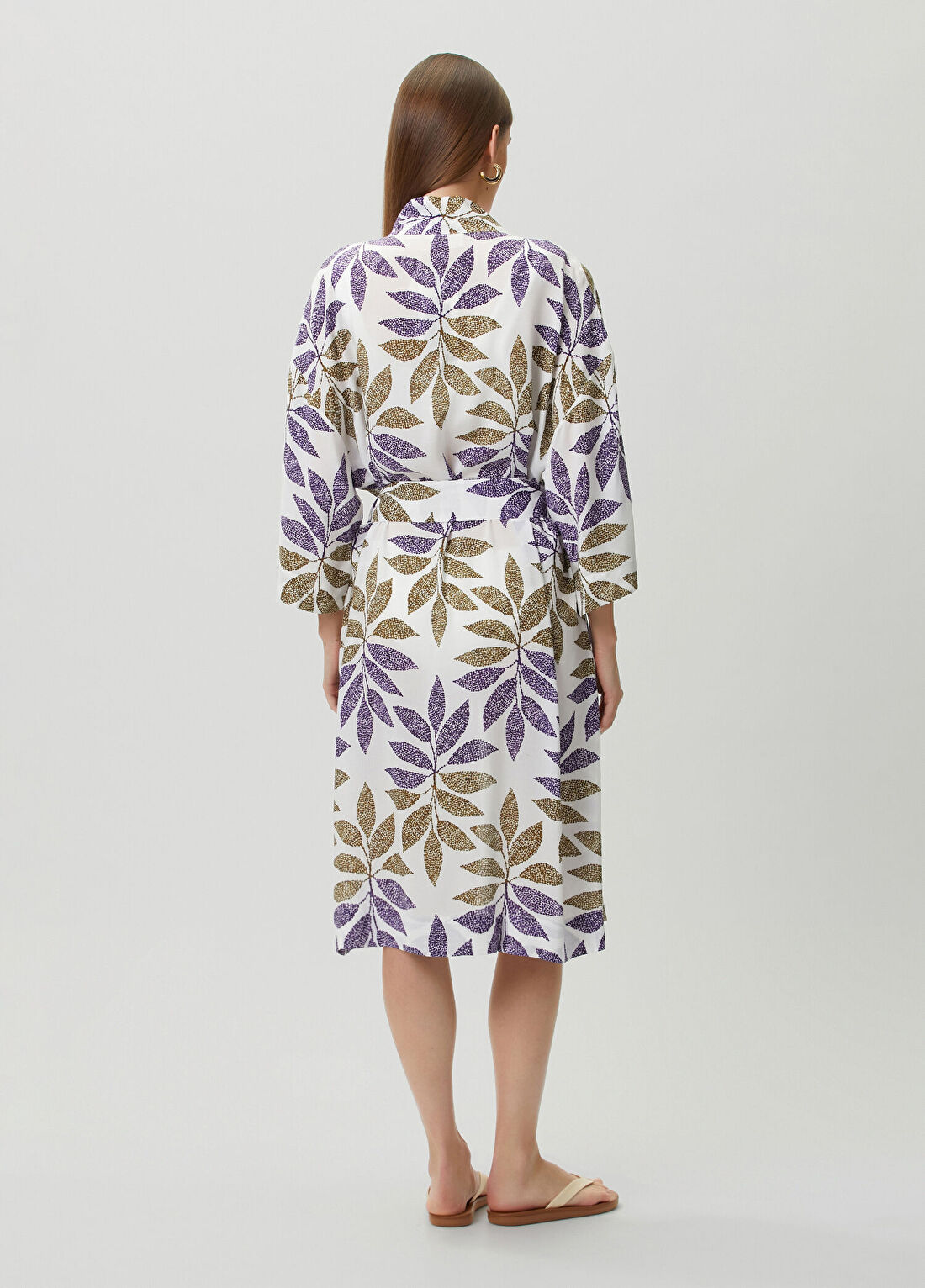 Dual Beyaz Desenli Kimono görsel 4