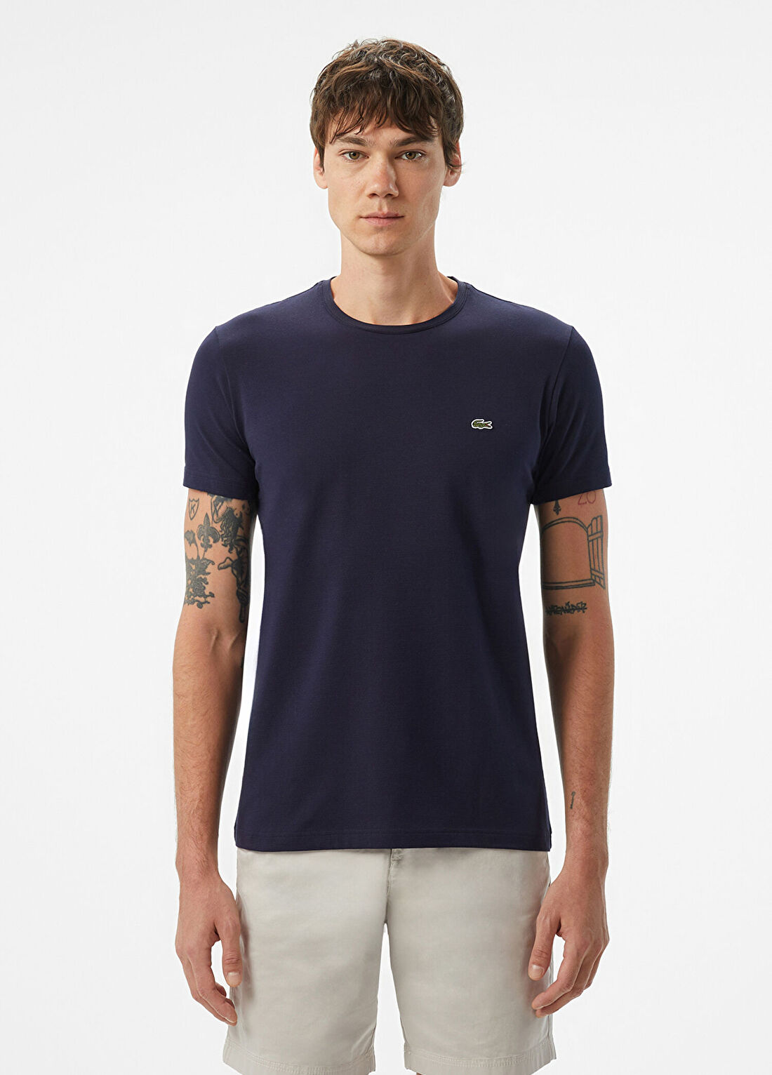 Lacoste Lacivert Slim Fit Bisiklet Yaka Erkek T-Shirt