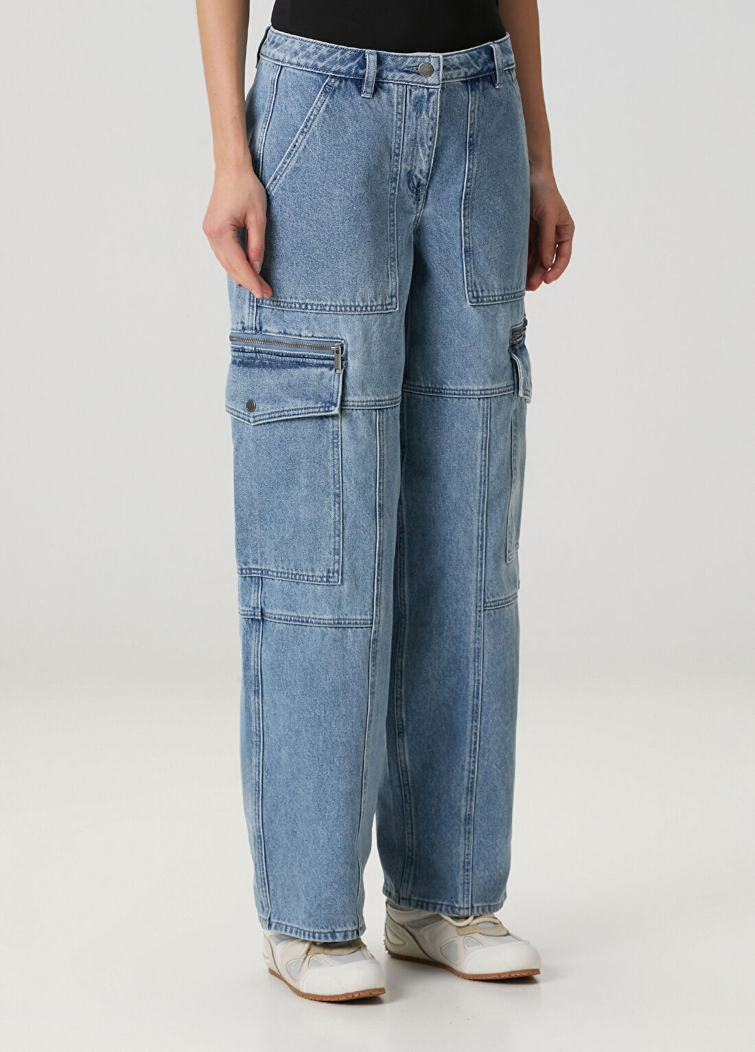 Michael Michael Kors Utility Mavi Kargo Jean Pantolon görsel 3