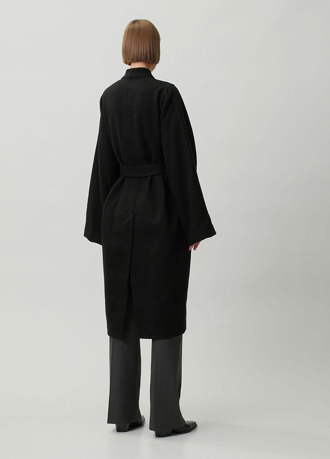 Rick Owens Oversized Siyah Yün Palto görsel 4