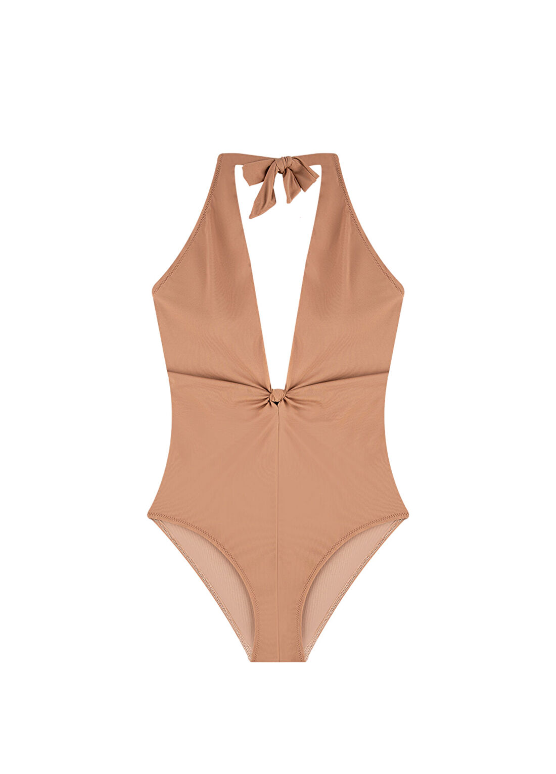 Bia Swimwear Alaina French Beige Bej Düğüm Detaylı Boyundan Bağlamalı Kadın Mayo