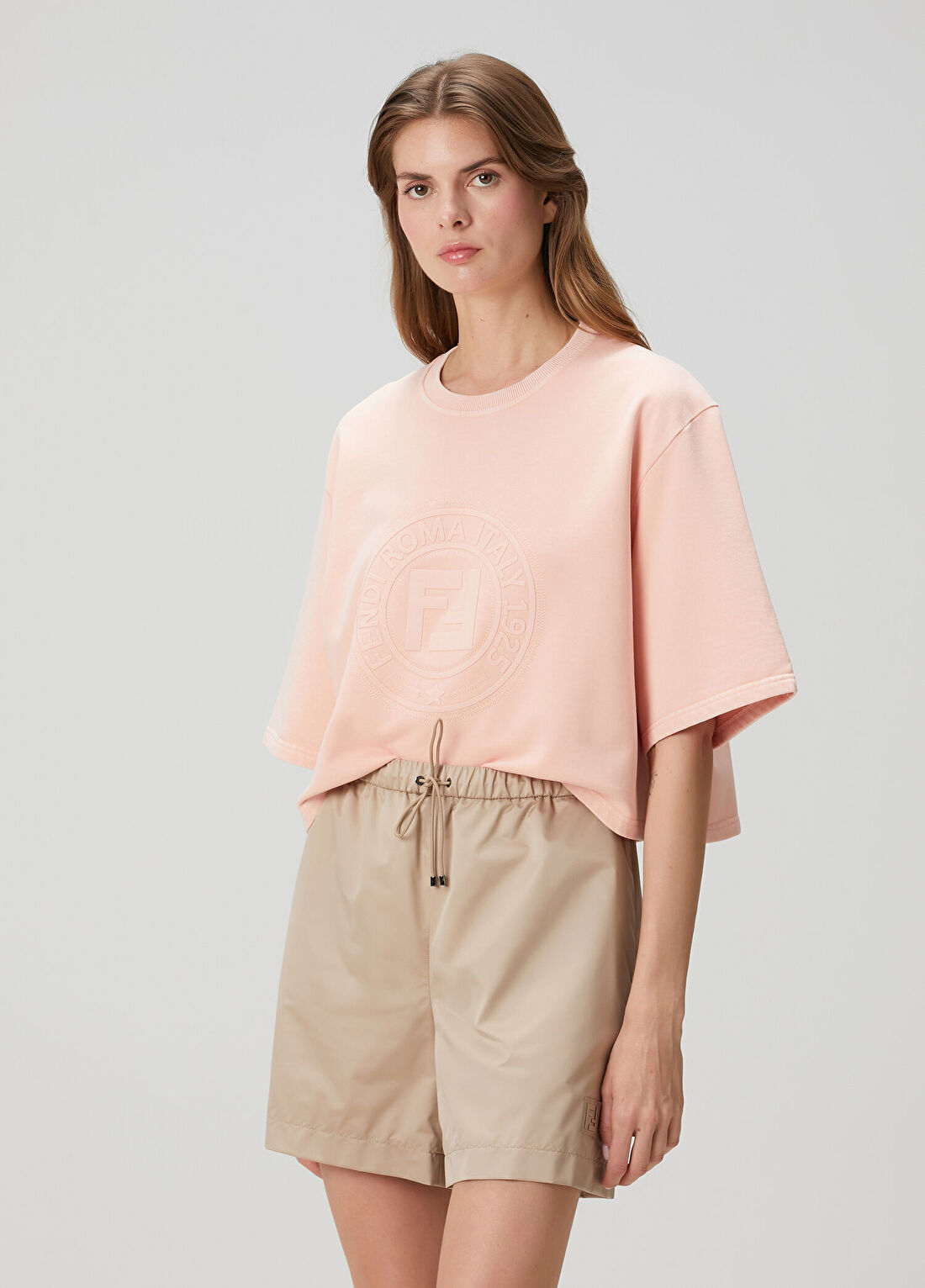 Fendi Pembe Logo Detaylı T-shirt