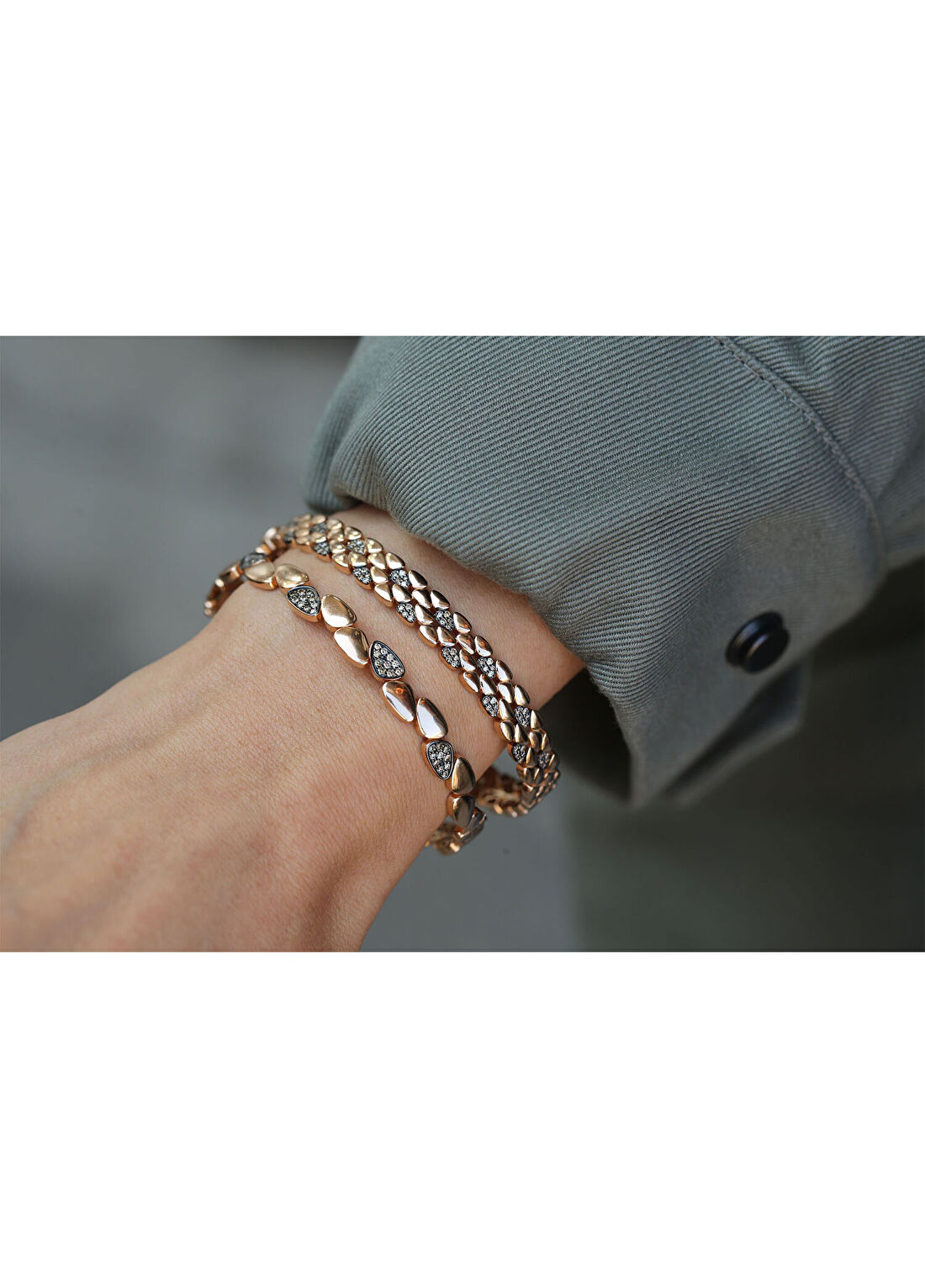 Reis Kuyumculuk Path and Track Bracelet Pırlanta Taşlı 14 Ayar Pembe Altın Kadın Bileklik görsel 3