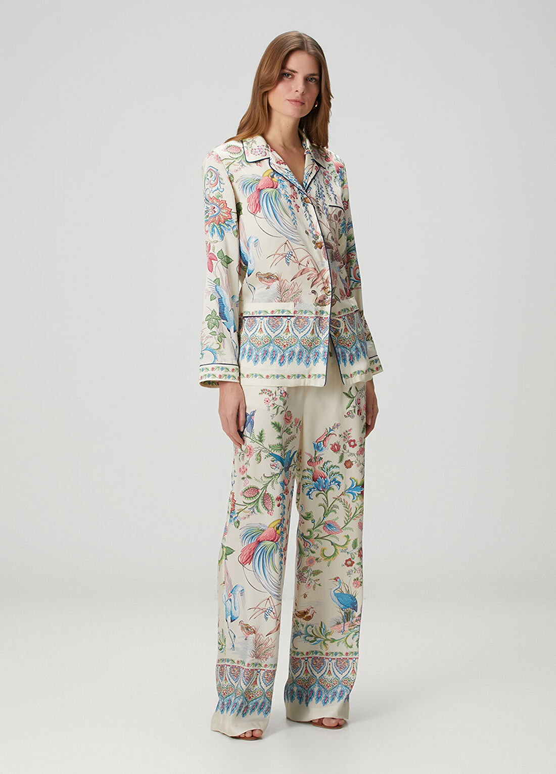 Etro Ekru Çiçekli Pantolon