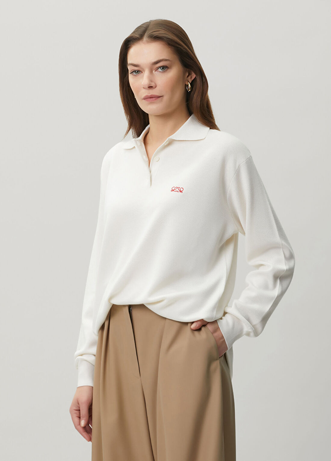 Loewe Beyaz Kaşmir Polo Triko