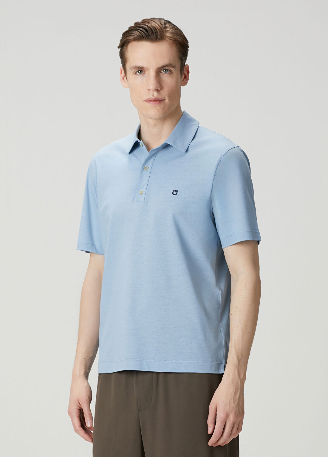 Ferragamo Mavi Polo Yaka T-shirt görsel 3