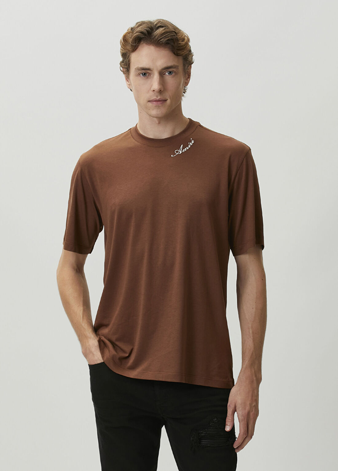 Amiri Kahverengi Logo Nakışlı T-shirt