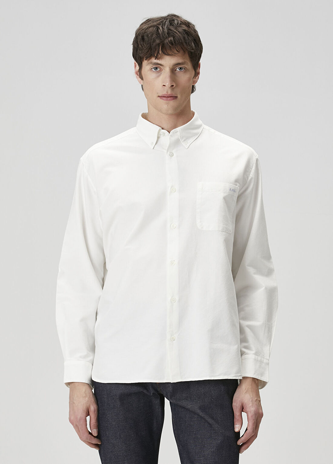 A.P.C. Ekru Logo Nakışlı Gömlek