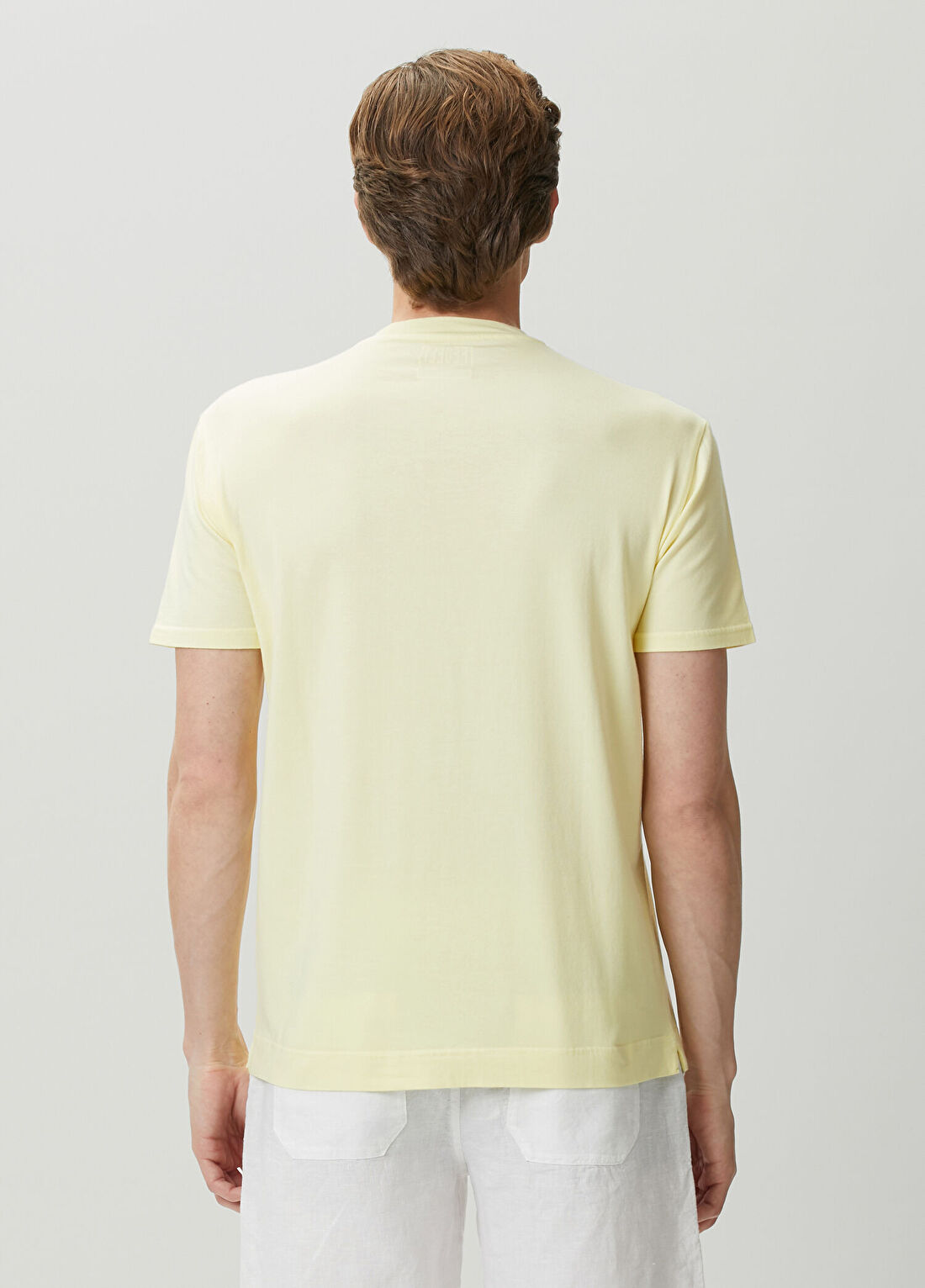 Fedeli Sarı Basic T-shirt görsel 4