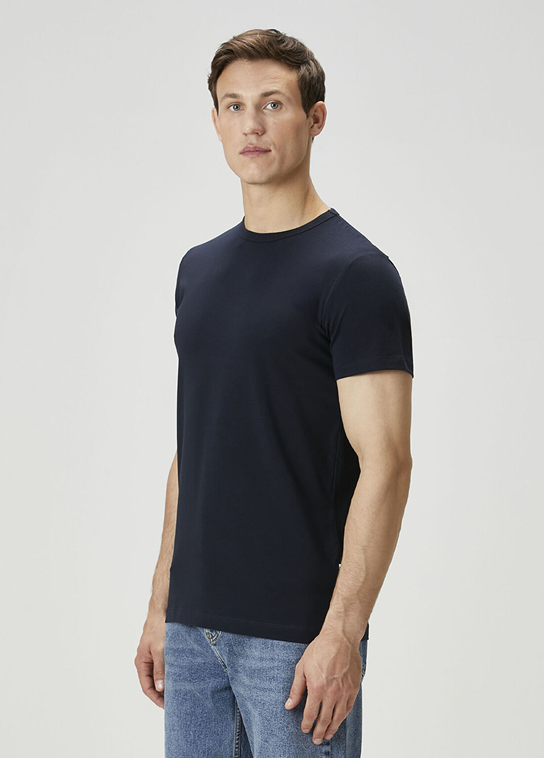 John Frank Lacivert Basic T-shirt görsel 3