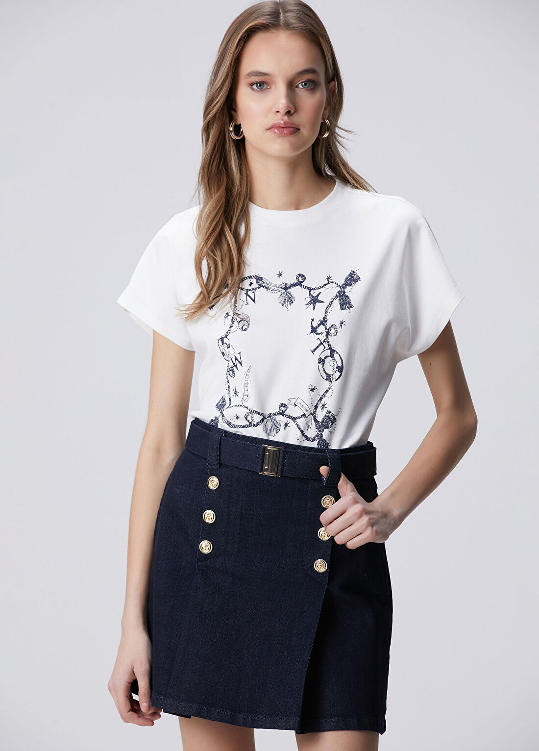 Network Kırık Beyaz Baskılı Hotfixli T-shirt görsel 4