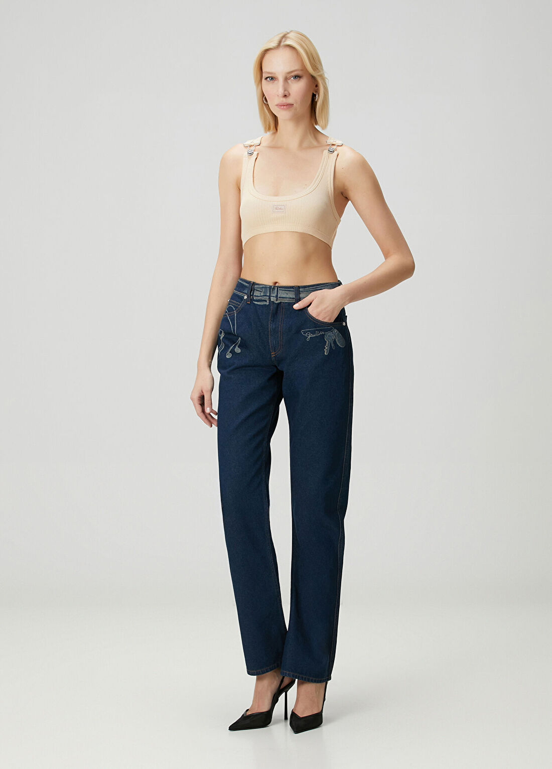 Jean Paul Gaultier Sarı Crop Atlet görsel 2