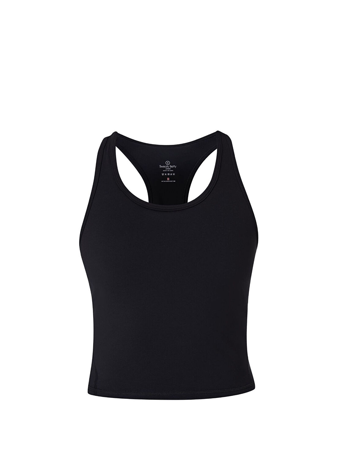 Sweaty Betty Power Medium Impact Crop Gym Siyah Fitness Bra Kadın Spor Atlet