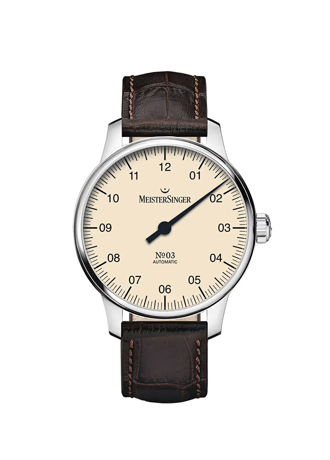 MeisterSinger No 3 Ivory Kahverengi Deri Erkek Kol Saati