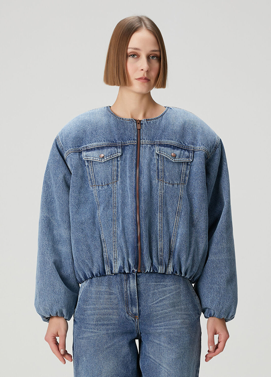 Magda Butrym Mavi Balon Denim Ceket